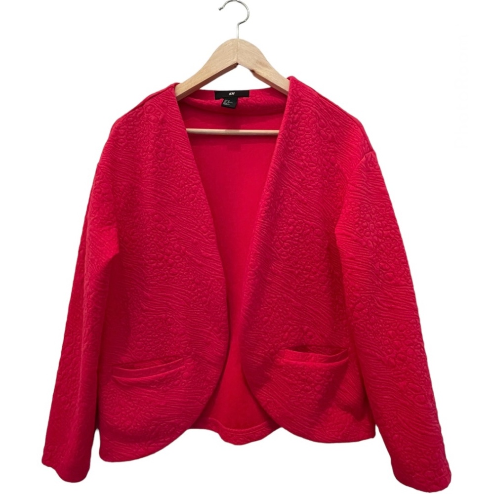 H&M Pink V-Neck Front Open Off Shoulder Cardigan. Size Medium